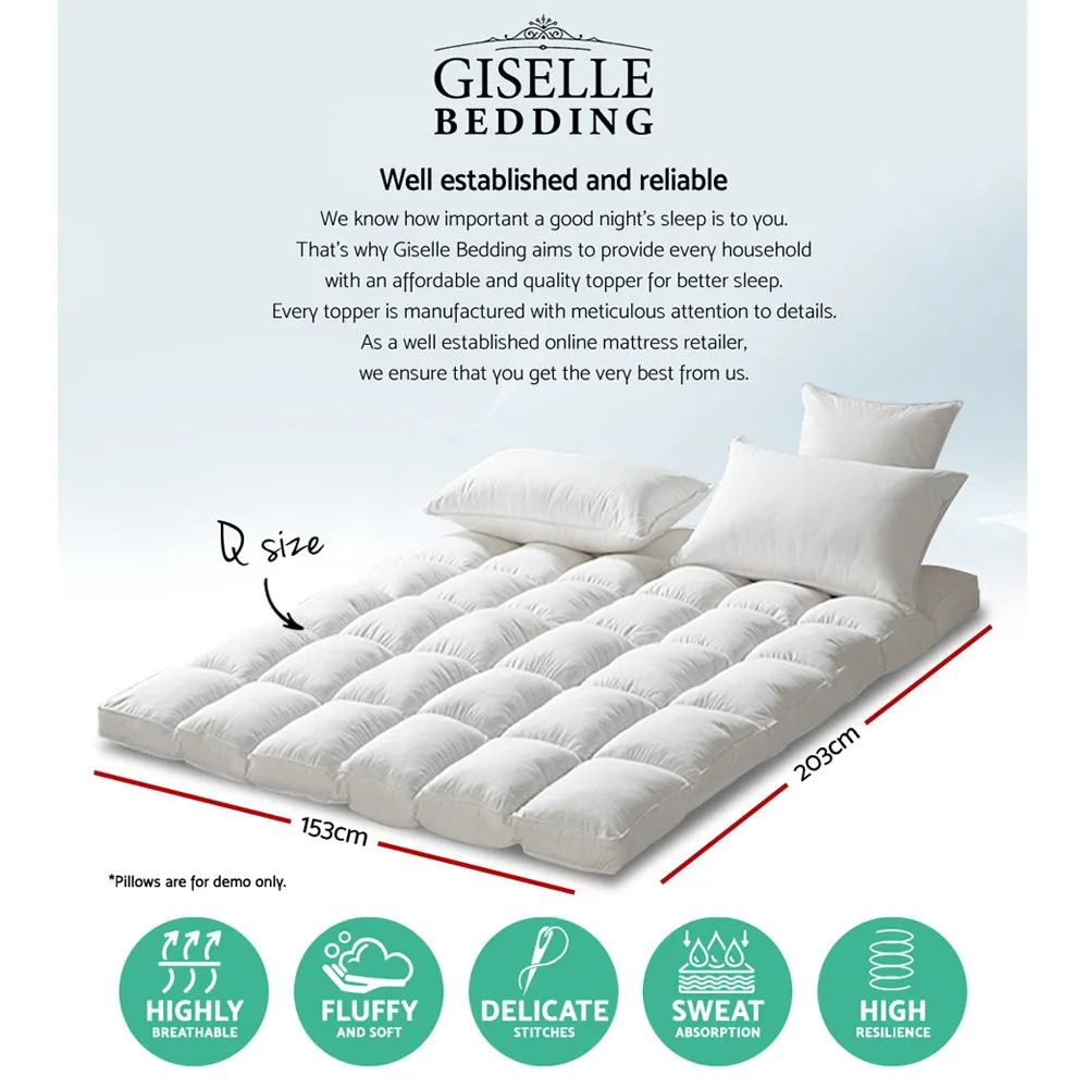 1000GSM Microfibre Queen Mattress Topper Protector - Giselle