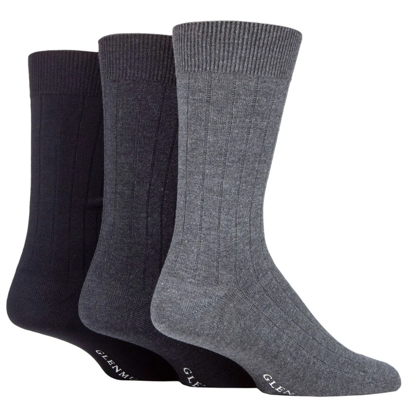 3 Pair Glenmuir Mens Bamboo Rib Socks