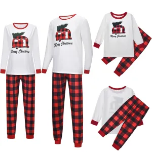 Christmas Pajamas Matching Family Pyjamas Autumn and Winter New Wish Set  Printed Plaid Homewear Pajamas Parent-Child Suit