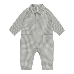 Collared Baby Jumpsuit - Forest Gingham