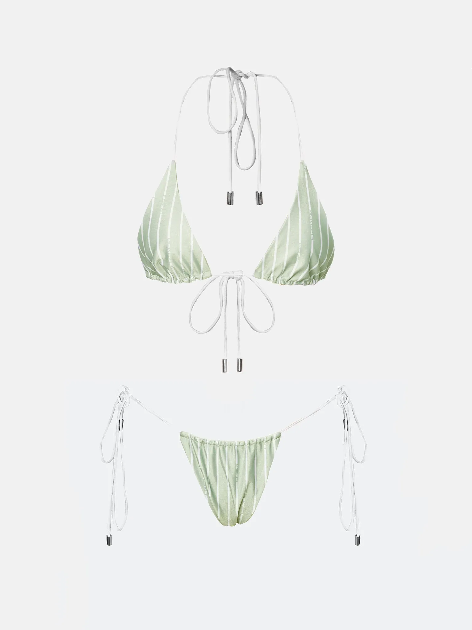 Elle Bikini Top Green & White Pinstripe