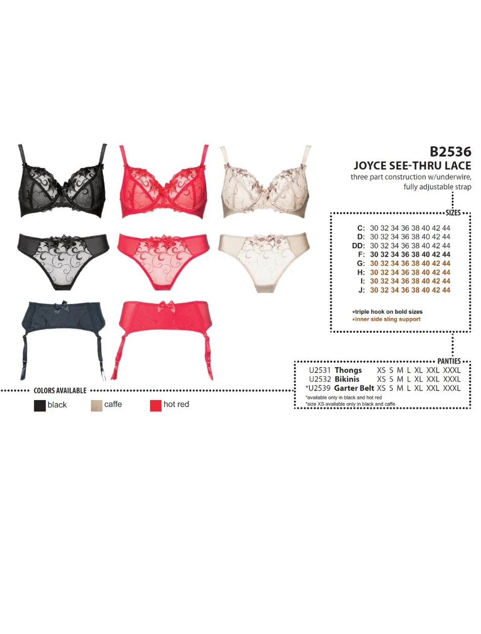 Fit Fully Yours Joyce See-Thru Underwire Lace Bra, Caffe