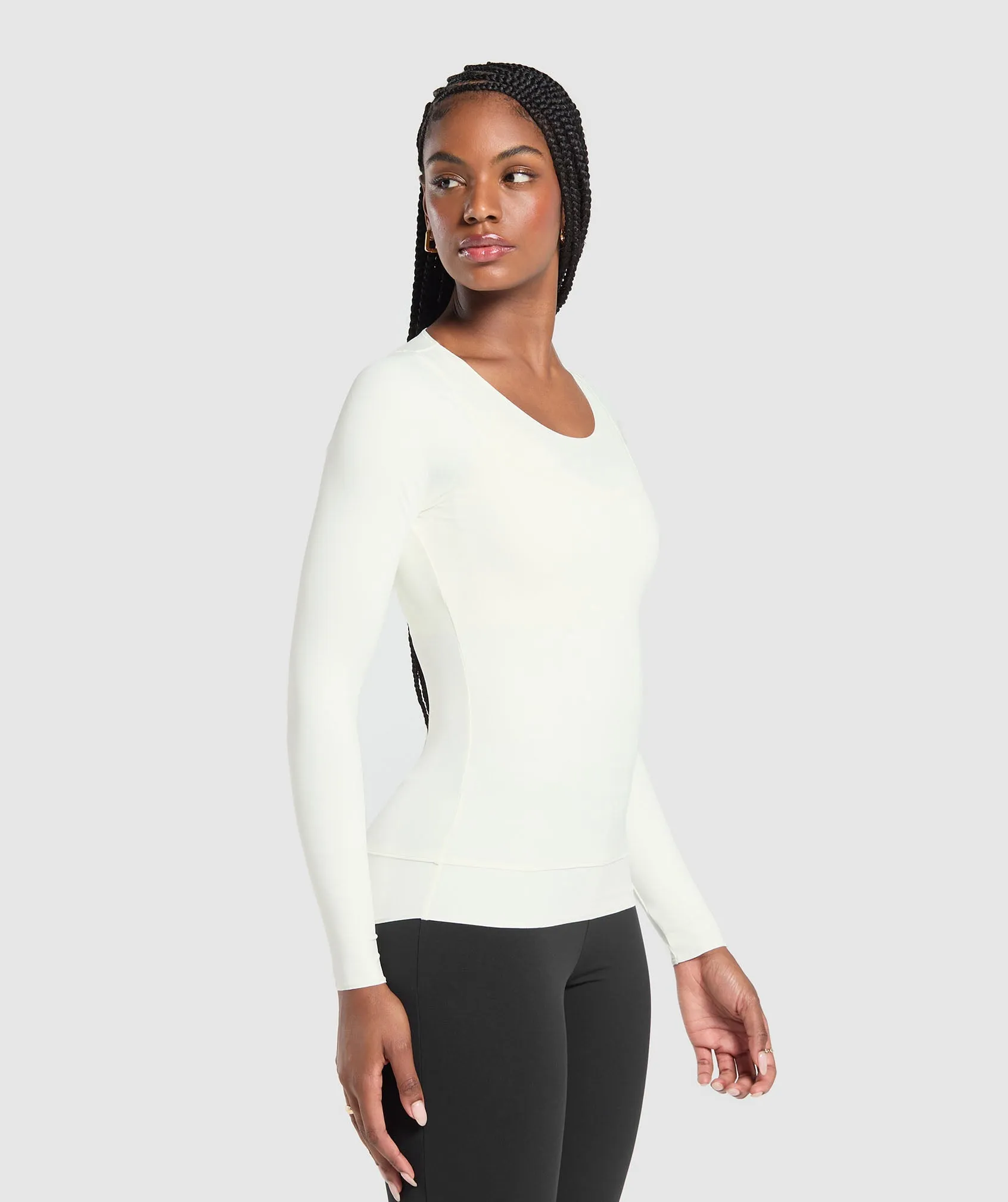 Gymshark Rest Day Luxe Long Sleeve Top - Soft White