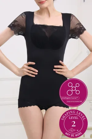 Intelligent Curve™ L2 Square Neck Lace Brief Romper Shaper #21029