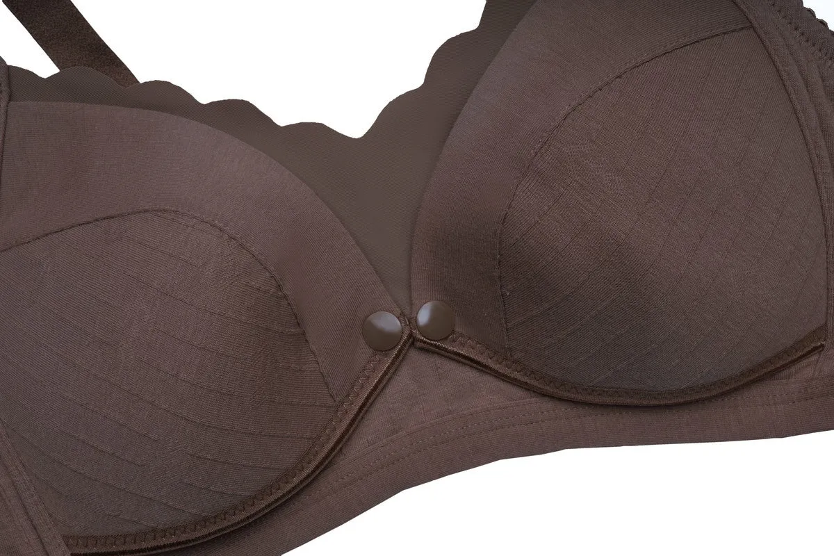 Okus - Comfy Cotton Seamless Nursing Bra Coffee