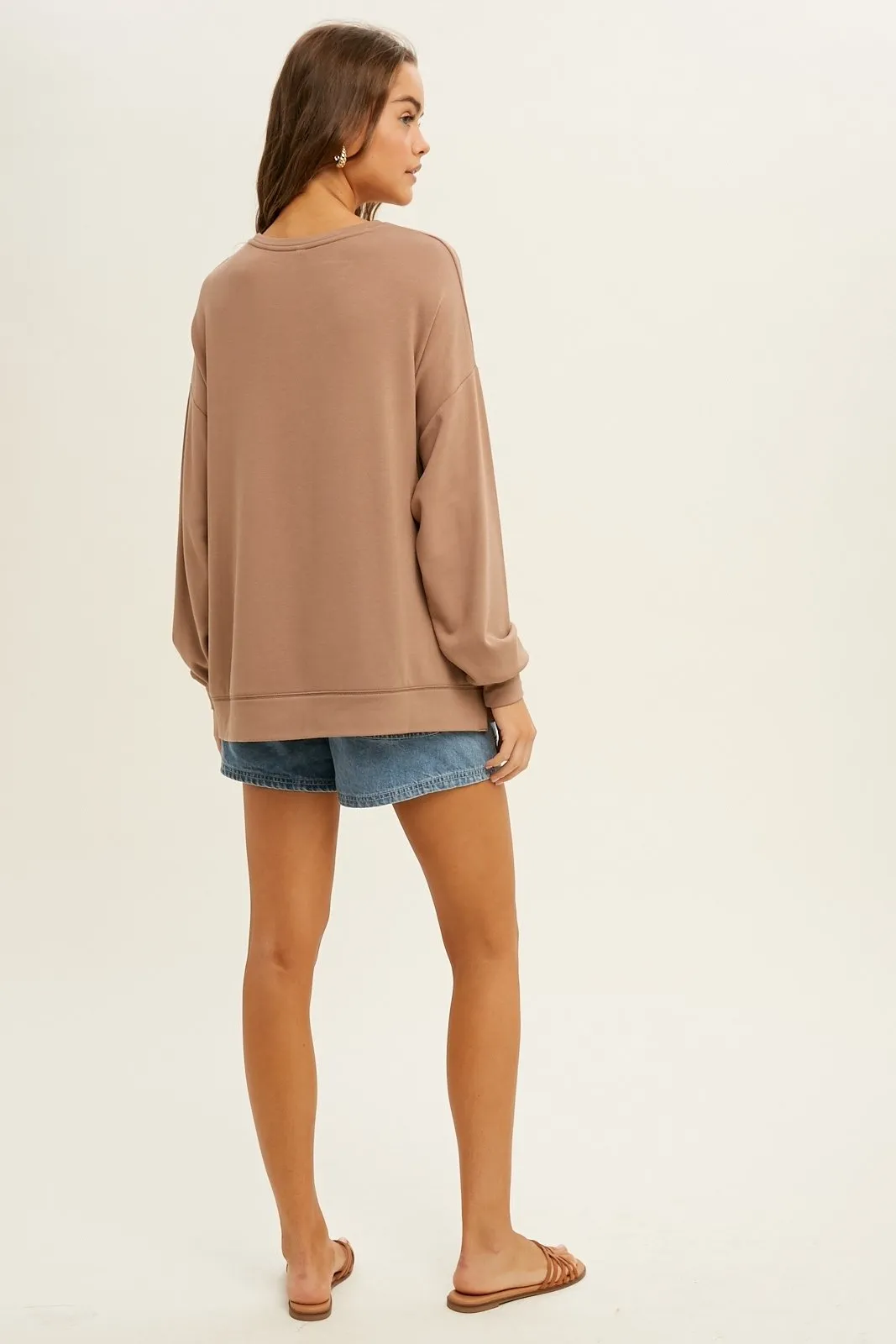 Oversized French Terry sweatshirt with side slits