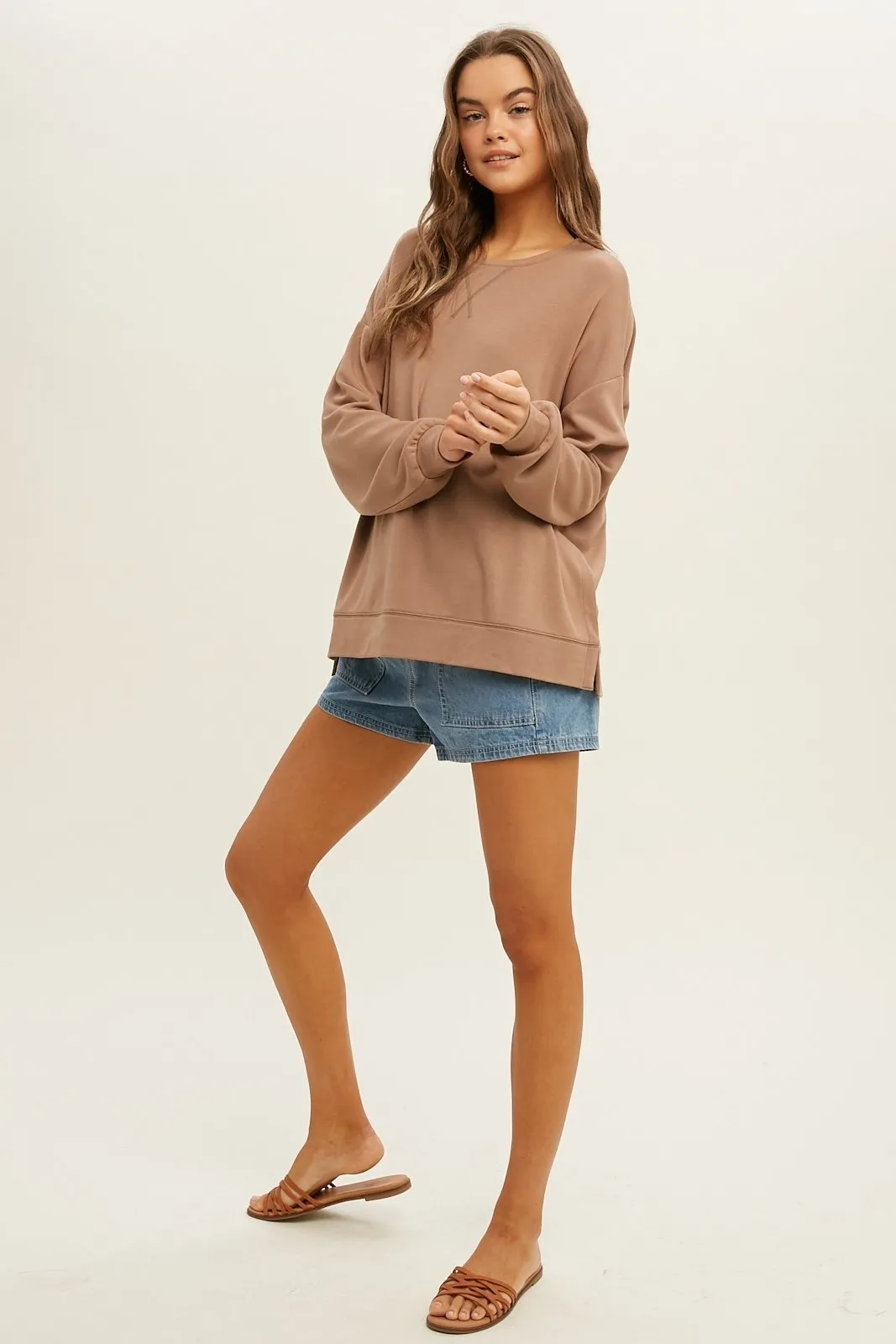 Oversized French Terry sweatshirt with side slits