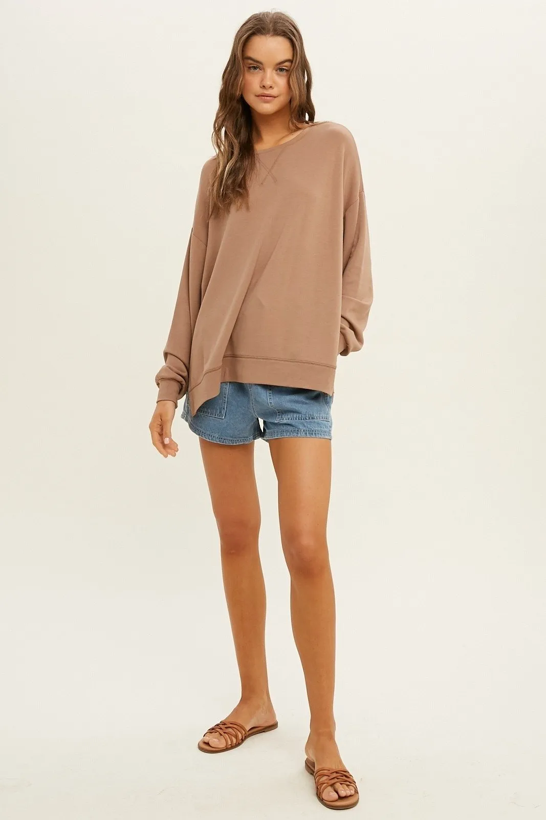 Oversized French Terry sweatshirt with side slits