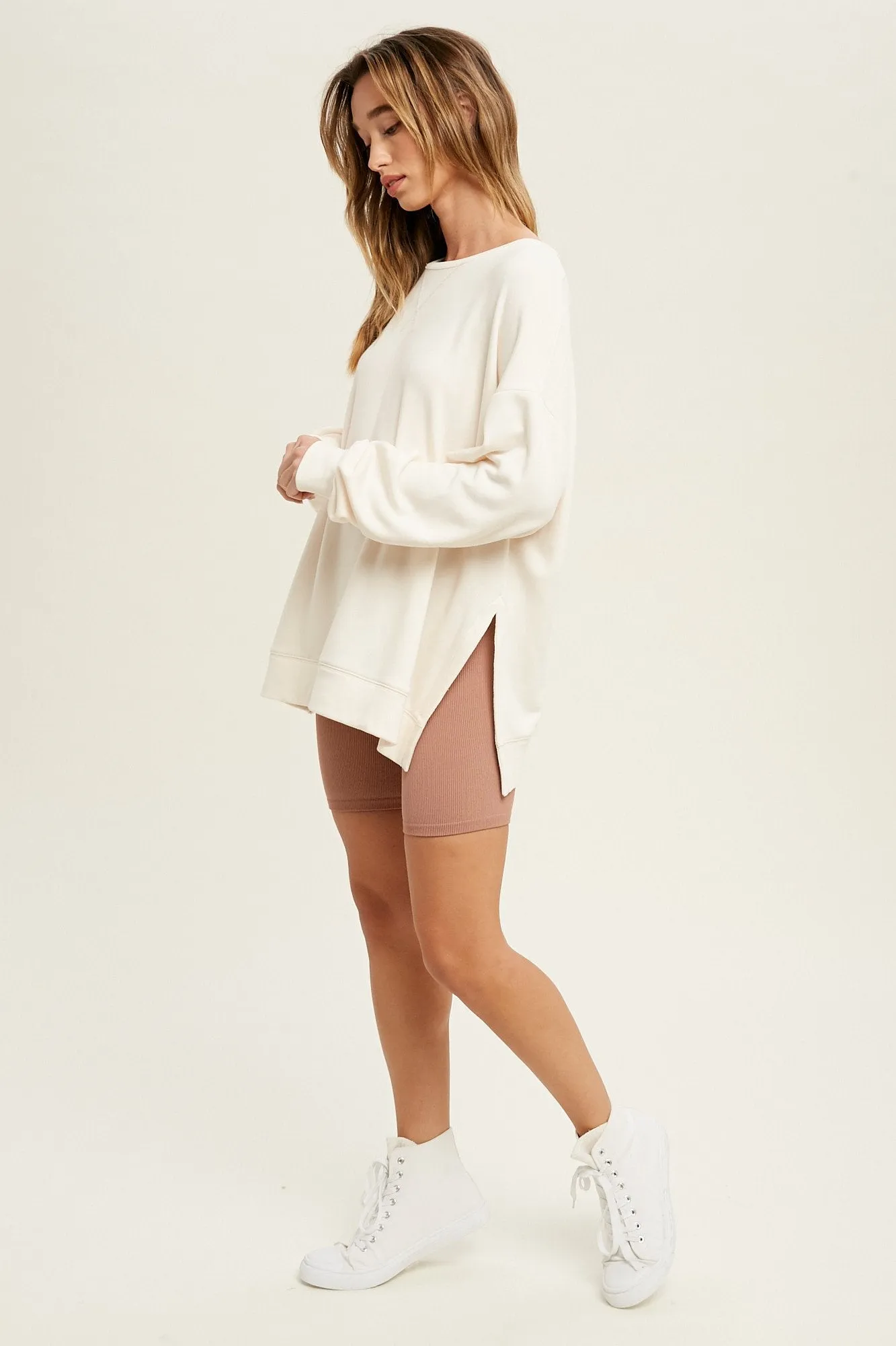 Oversized French Terry sweatshirt with side slits