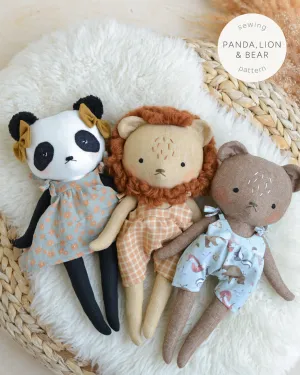 Sewing Pattern Bear, Lion, Panda Stuffed Animal