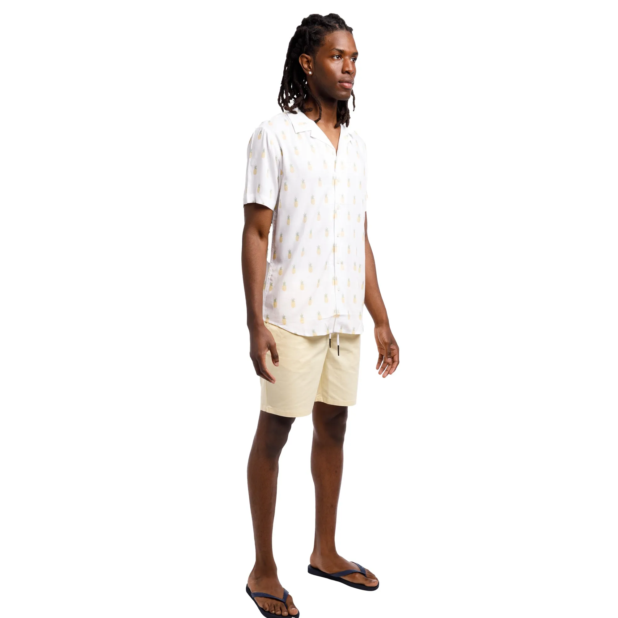 Super Soft Relaxed Printed Short Sleeve Button Up Shirt | Pineapples A'Plenty