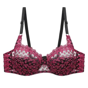 Women Lace Embroidery Sexy Transparent Women Underwear Bra Plus Size Brassiere Bralette Color Patchwork Bra