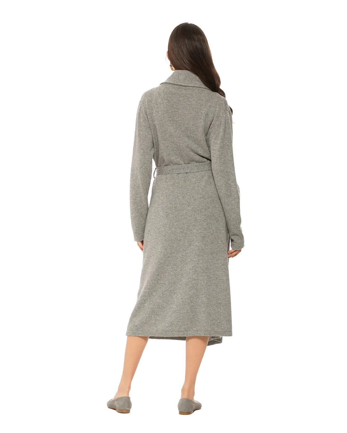 Women's Pure Cashmere Knit Robe, Medium Grey Color