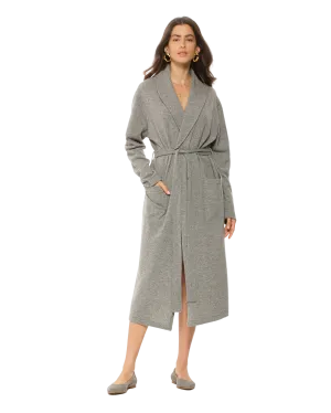 Women's Pure Cashmere Knit Robe, Medium Grey Color