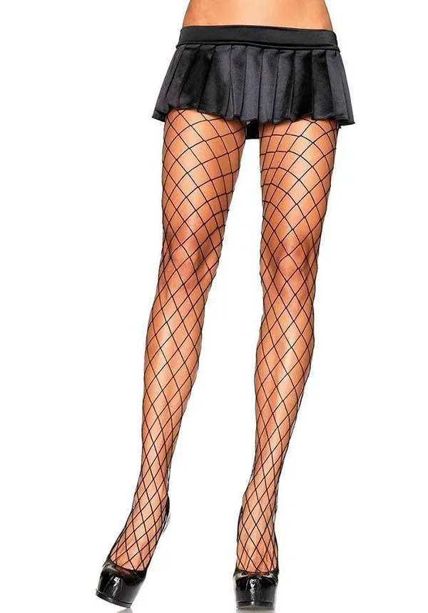 Xena [Black] | DIAMOND FISHNET TIGHTS